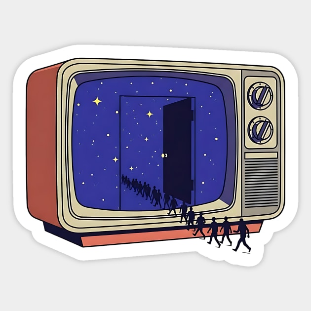 Cosmic Channel Retro TV Portal Sticker by Designed By Marty